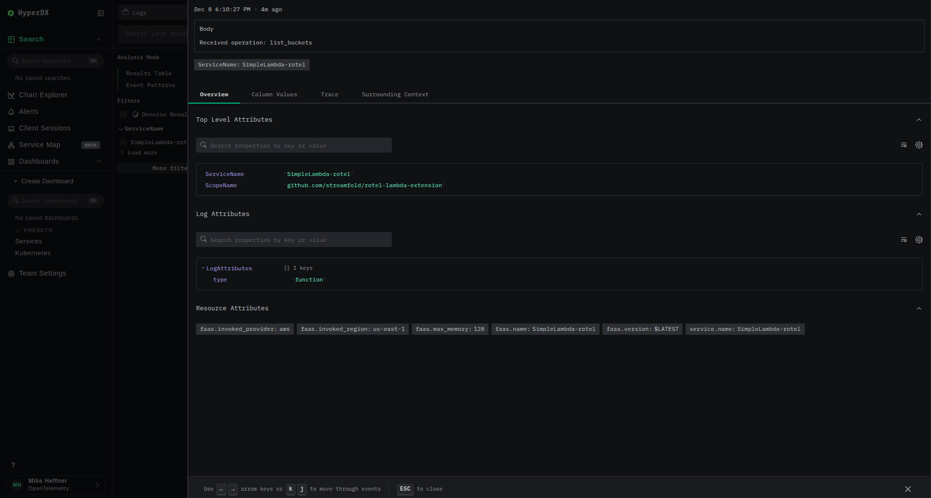 Lambda Log Detail