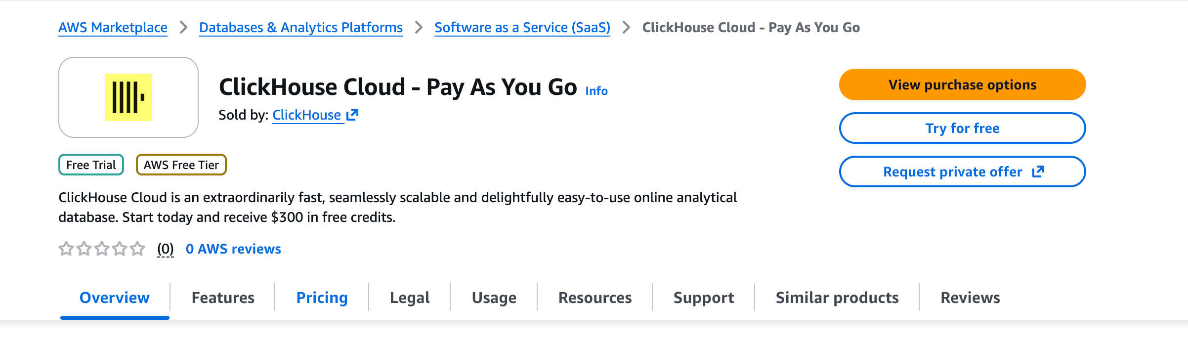 Ver opciones de compra en AWS Marketplace