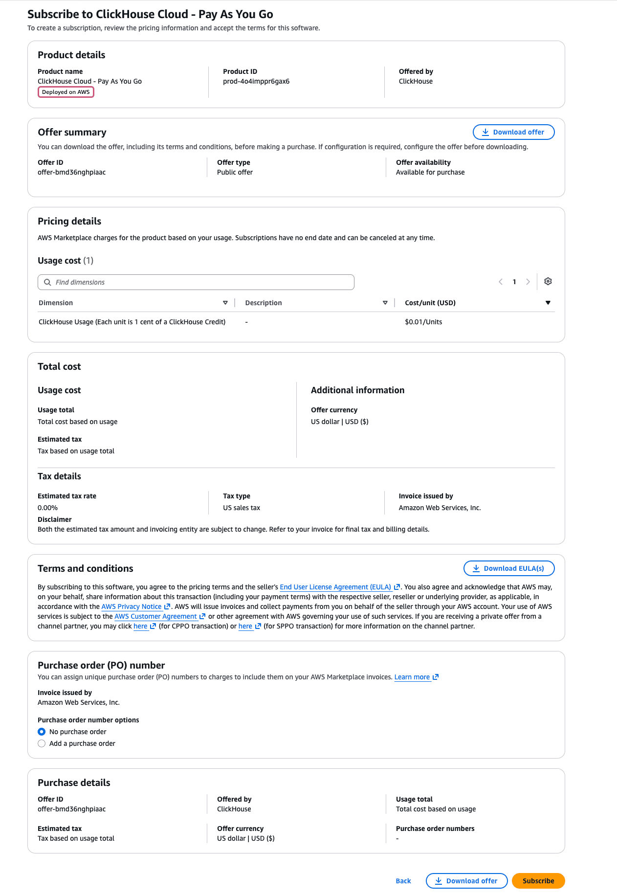 Suscripción en AWS Marketplace