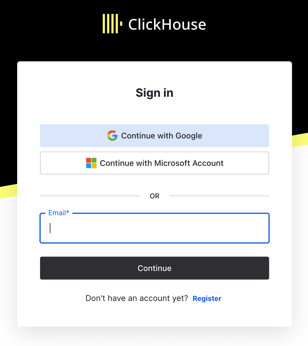 Registro en ClickHouse Cloud