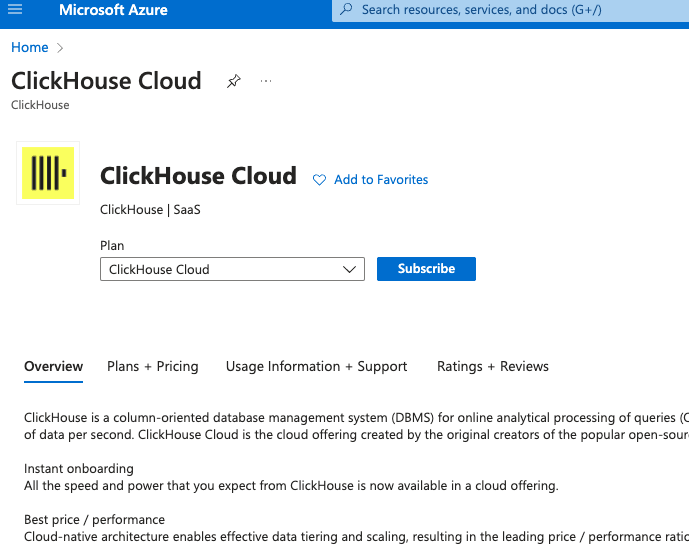 Formulario de información de registro de ClickHouse Cloud