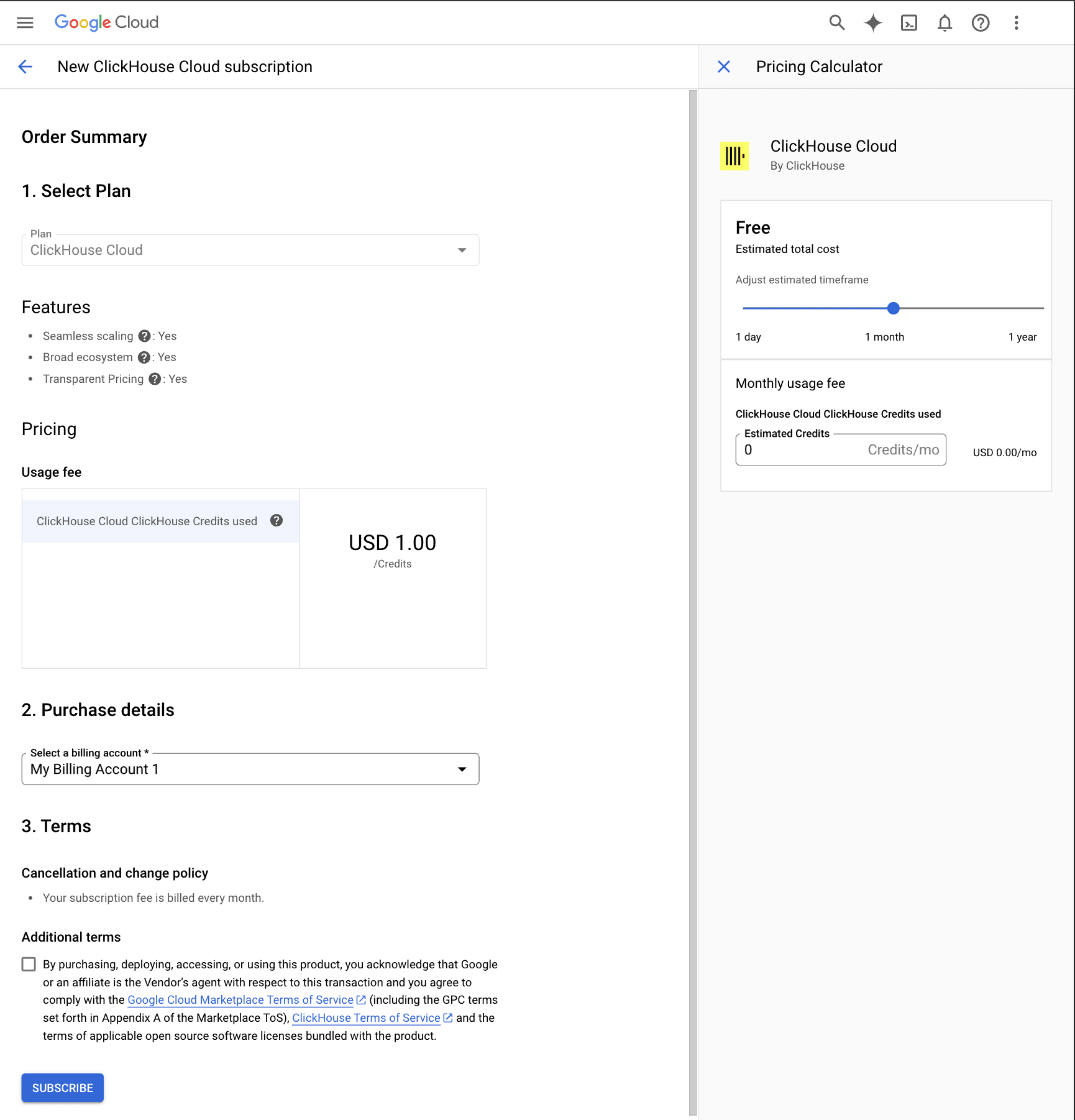 Configurar la suscripción en GCP Marketplace