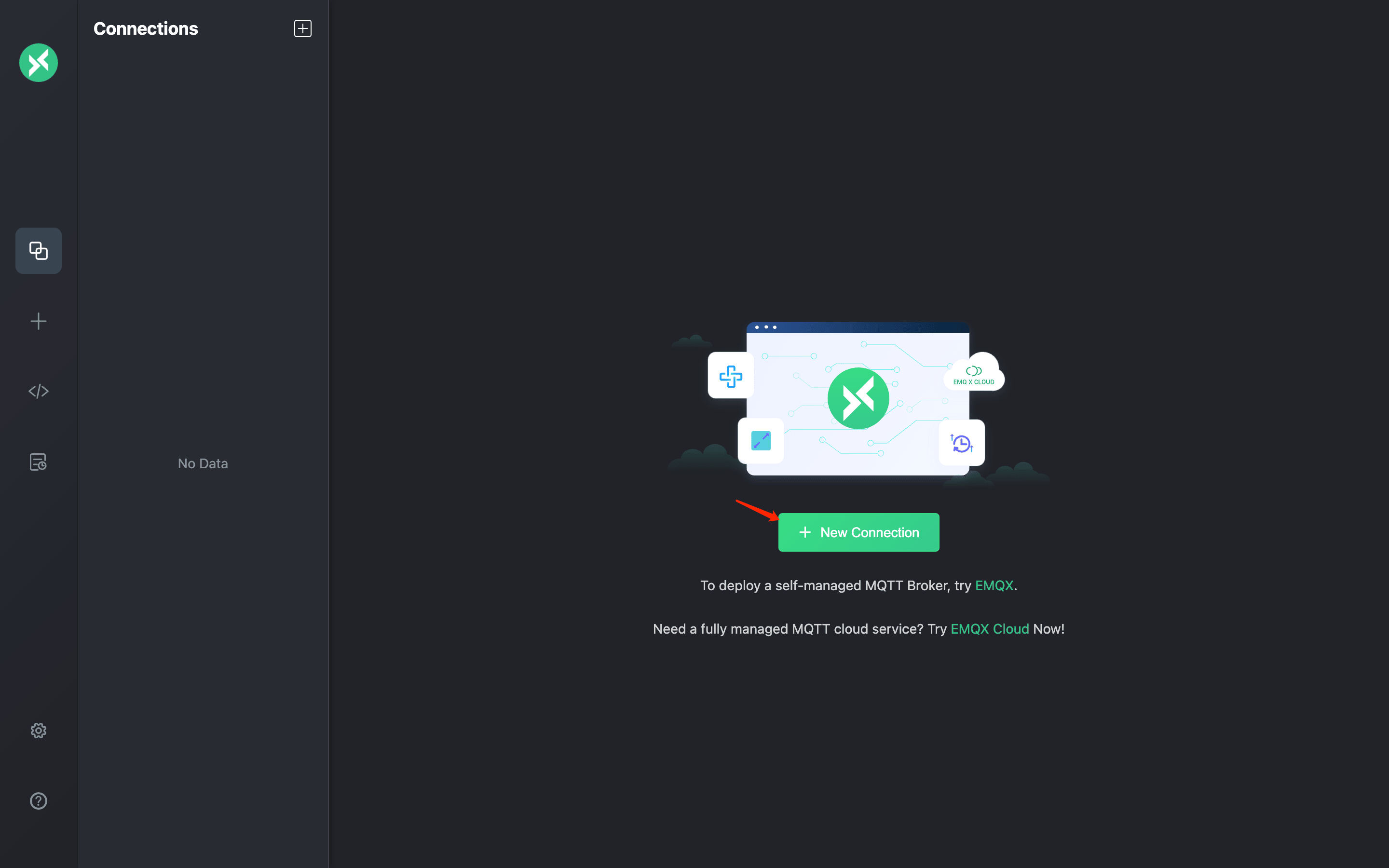 Vue d’ensemble de MQTTX montrant l’interface du client