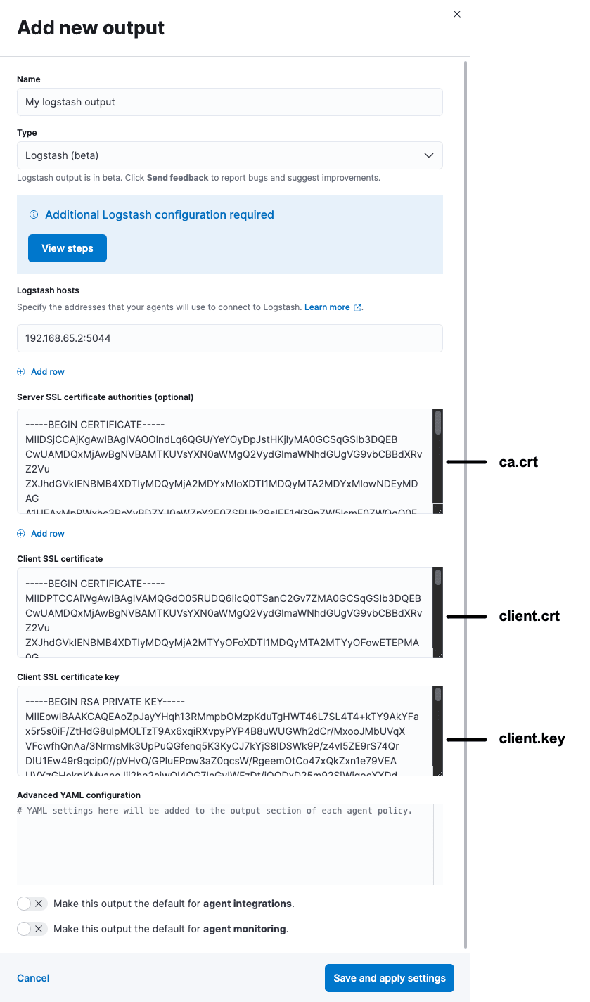 Adicionar saída Logstash